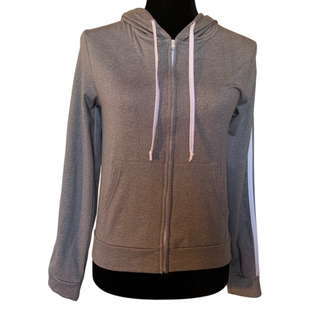 Streetwear Society Active Gray‎ Zip Up Hoodie Side Stripe Sweatshirt Womens M